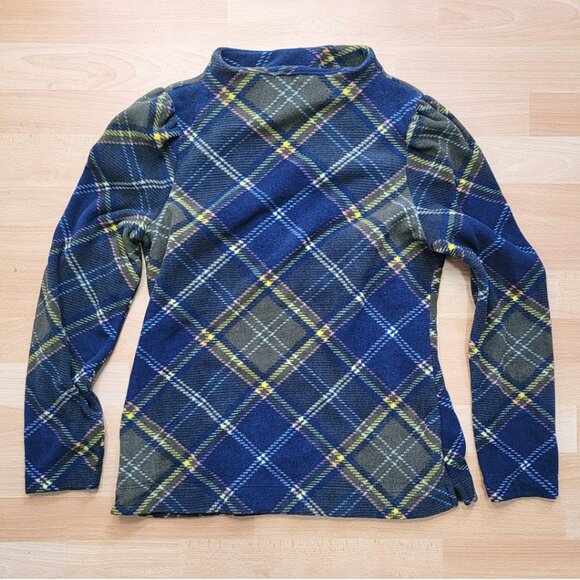 Talbots Fleece Funnel Neck Pullover - Camping Plaid | Size: Medium - Picture 1 of 13